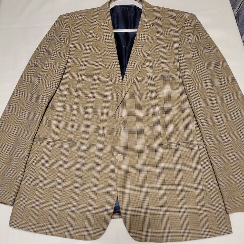 Tommy Hilfiger Men's   44R   Brown  Windowpane  Modern Fit Blazer Suit Jacket